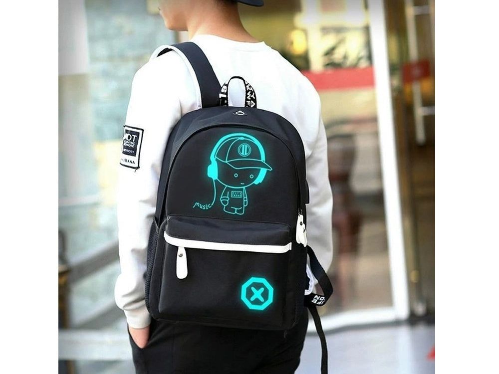 Mokyklinė kuprinė jaunimo muzikos atspindinti usb daugiakomponentė šviečianti