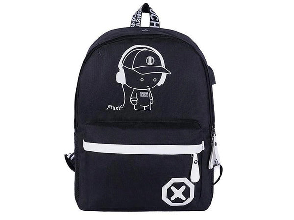 Mokyklinė kuprinė jaunimo muzikos atspindinti usb daugiakomponentė šviečianti