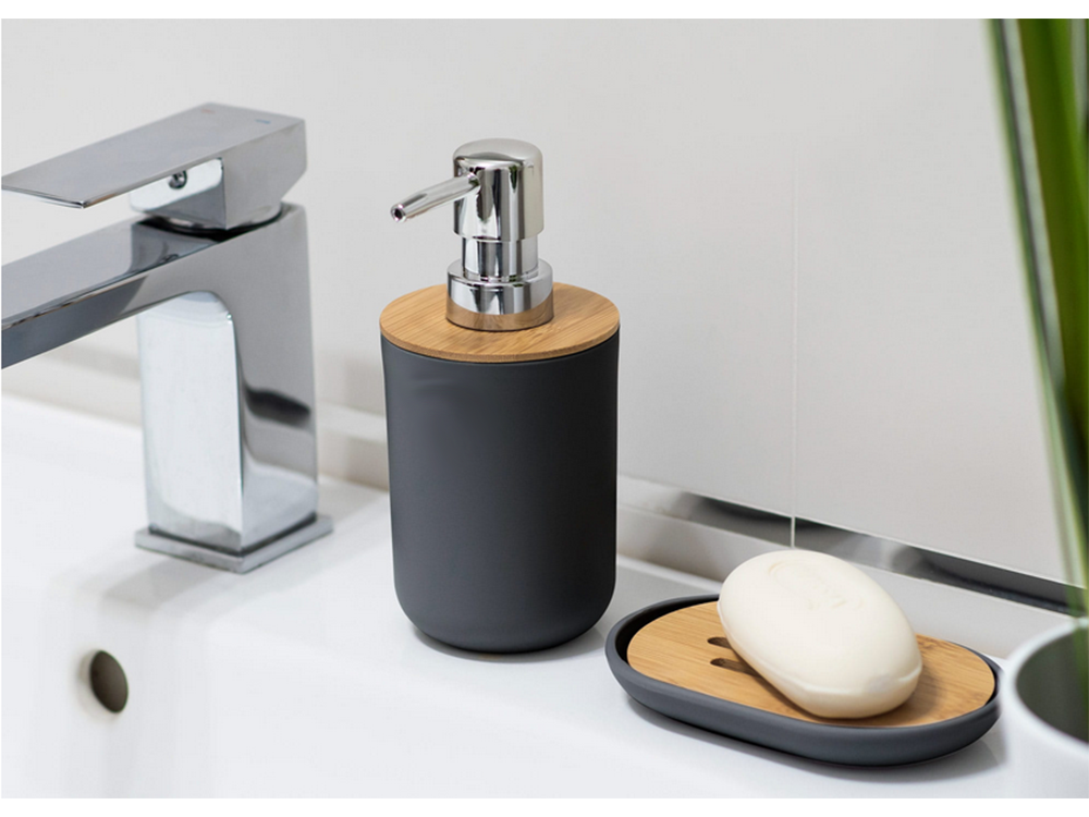 Vonios kambario rinkinys "6-in-1" vonios kambario tualeto rankenėlė su šiukšliadėže black set