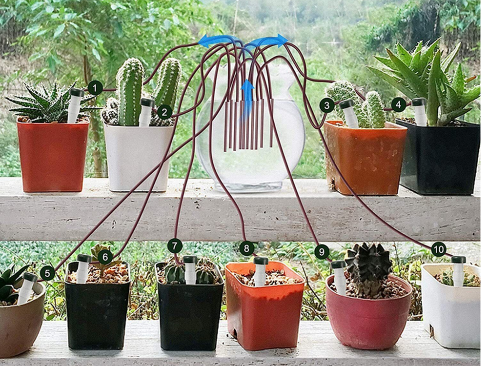 Gėlių vazonų drėkinimo sistema 2 x dozatorius