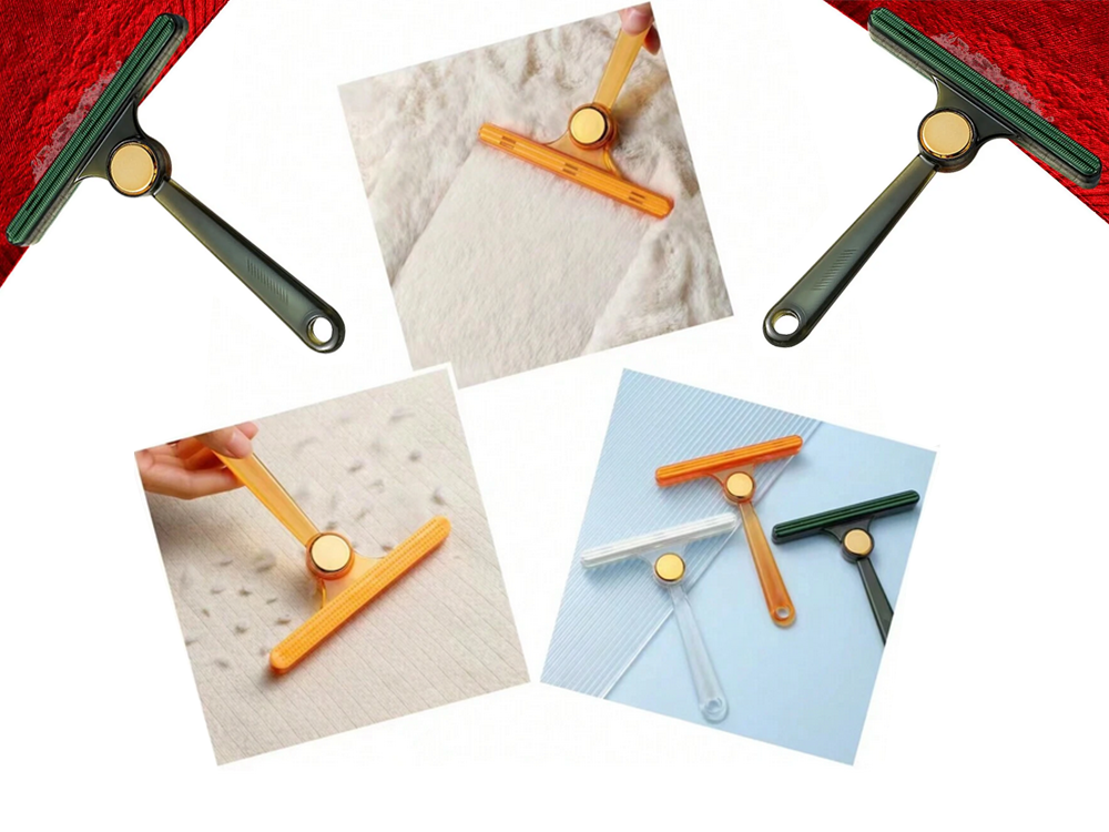 Šunų plaukų valymo nuo kilimų ir kiliminių dangų dvipusis šepetys