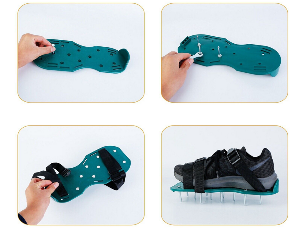 Sodo aeratoriaus batų dangteliai su dideliais spygliais vejai aeruoti