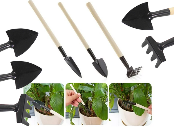 Sodininkystės įrankių rinkinys grėblys kastuvas 3in1 mini sodininkystės įrankiai