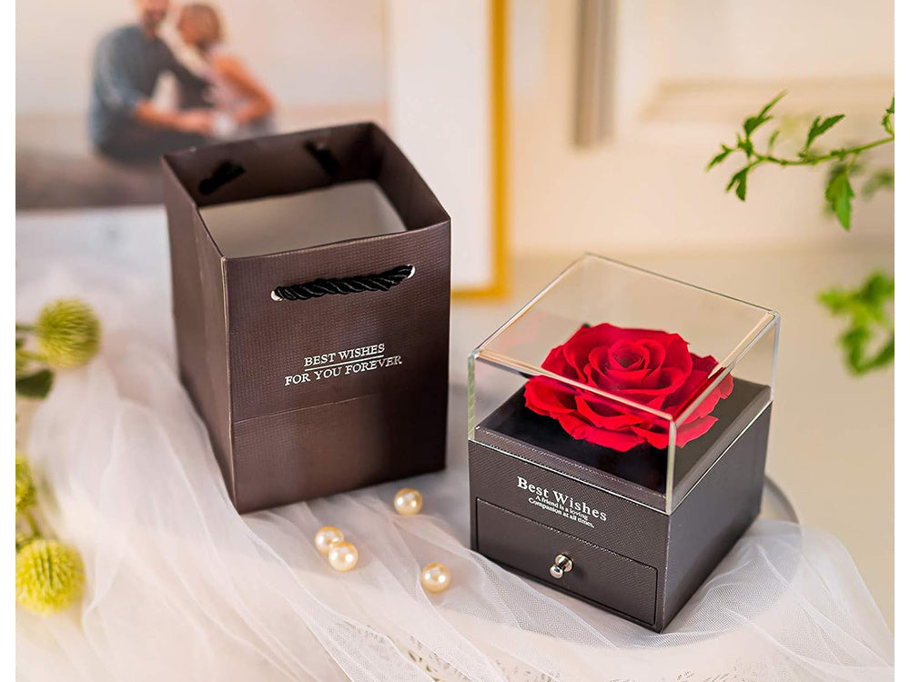 Amžina rožė dėžutėje dovanų dėžutė papuošalų vėrinys stalčius