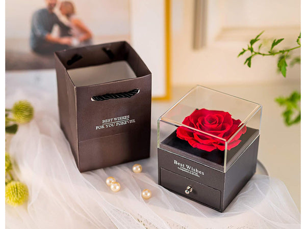 Amžina rožė dėžutėje dovanų dėžutė papuošalų vėrinys stalčius