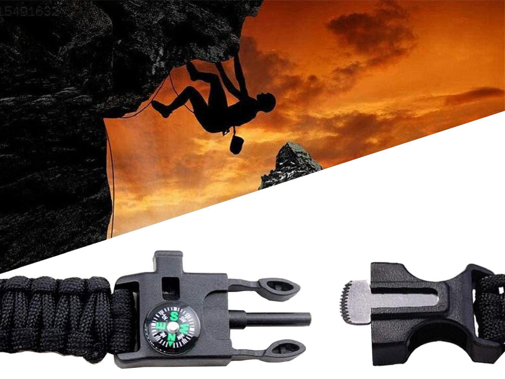 Apyrankė išgyvenimo apyrankė 5in1 kompasas flint virvė peilis paracord virvė