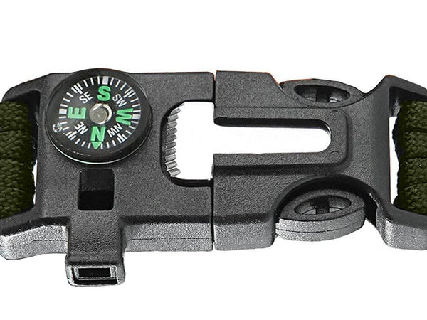 Apyrankė išgyvenimo apyrankė 5in1 kompasas flint virvė peilis paracord virvė