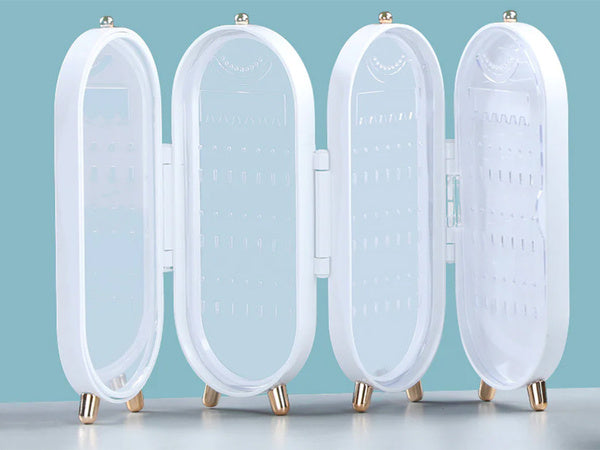 Juvelyrinių dirbinių organizatorius, sulankstoma skrynelė, veidrodinis stendas, balta, Baltas, Szín, Fehér