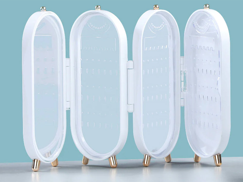 Juvelyrinių dirbinių organizatorius, sulankstoma skrynelė, veidrodinis stendas, balta, Baltas, Szín, Fehér