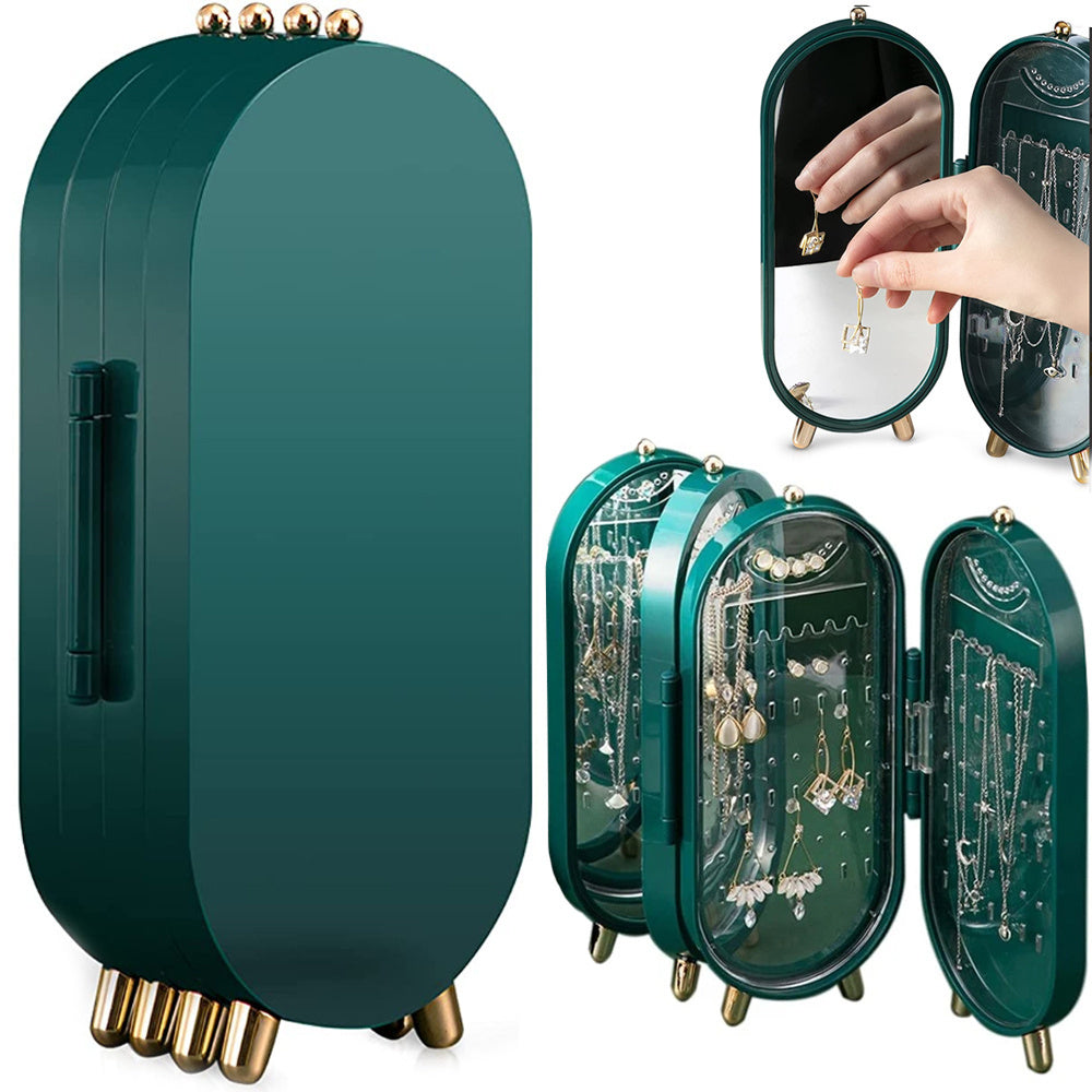 Juvelyrinių dirbinių organizatorius, sulankstoma skrynelė, veidrodinis stendas, žalias, Žalia, Szín, Zöld