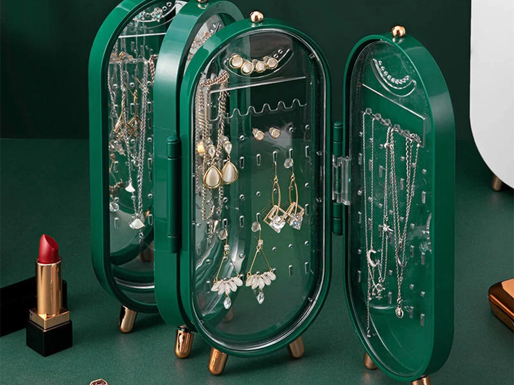 Juvelyrinių dirbinių organizatorius, sulankstoma skrynelė, veidrodinis stendas, žalias, Žalia, Szín, Zöld