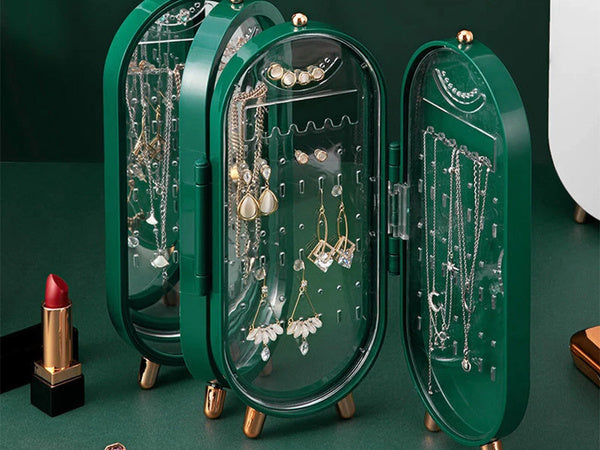 Juvelyrinių dirbinių organizatorius, sulankstoma skrynelė, veidrodinis stendas, žalias, Žalia, Szín, Zöld