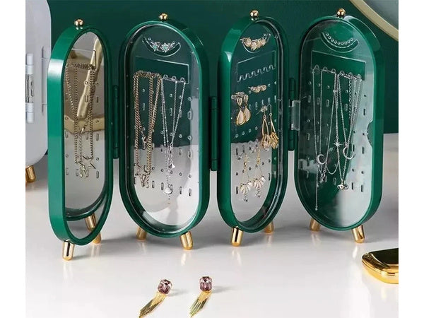 Juvelyrinių dirbinių organizatorius, sulankstoma skrynelė, veidrodinis stendas, žalias, Žalia, Szín, Zöld