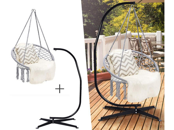 Hamakas fotelis kabančios sūpynės erškėtrožės lizdas sūpynės boho namų sodui