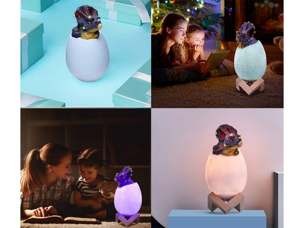 Dinozaurų naktinė šviesa triceratops kiaušinis rgb led šviečiantis kiaušinis vaikams, 12294_1, Gyártói kód, 12294_1