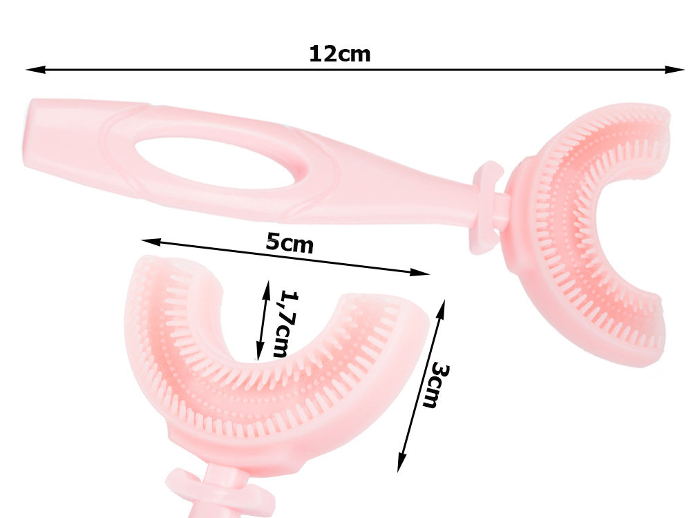 Silikoninis rankinis dantų šepetėlis vaikams raidė u 360, Rožinė, Szín, Rózsaszín