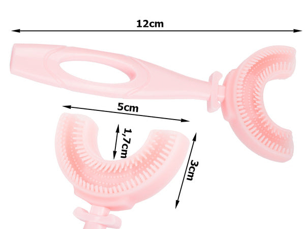 Silikoninis rankinis dantų šepetėlis vaikams raidė u 360, Rožinė, Szín, Rózsaszín