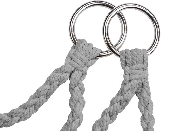 Hamakas su pagalvėle kabanti kėdė sūpynės erškėtrožės lizdas boho sodo namelis