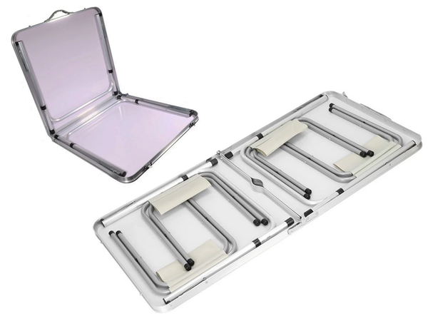 Turistinis stalo rinkinys sulankstomas stovyklavimo stalas didelis 4 kėdės lagaminas, Kreminis, Szín, Tejszínes