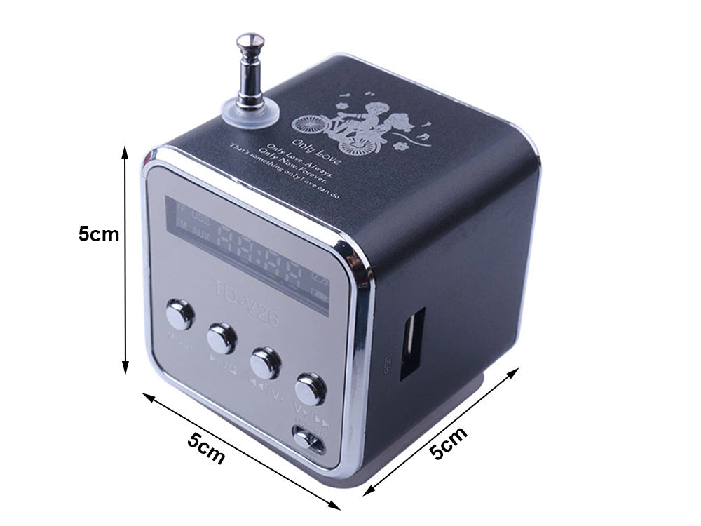 Belaidis garsiakalbis nešiojamasis mini radijas fm vadovaujamas bluetooth mobilusis microsd, Juoda, Szín, Fekete