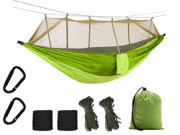 Hamakas su tinkleliu nuo uodų turistinis kempingas kabančios virvės maišas lengvas dangtelis