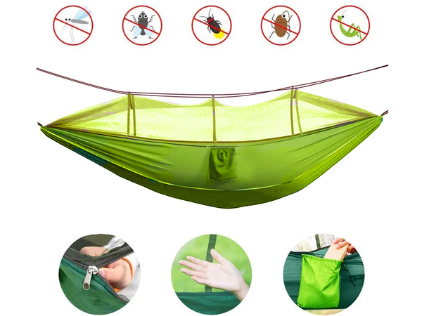 Hamakas su tinkleliu nuo uodų turistinis kempingas kabančios virvės maišas lengvas dangtelis