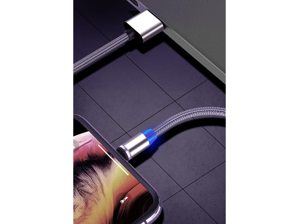 Magnetinis įkrovimo kabelis 3w1 micro typ-c usb lightning 1m, Juoda, Szín, Fekete