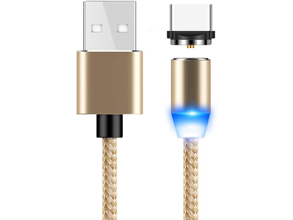 Magnetinis įkrovimo kabelys 3w1 micro typ-c usb lightning 1m, Auksinis, Szín, Aranysárga