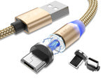 Magnetinis įkrovimo kabelys 3w1 micro typ-c usb lightning 1m, Auksinis, Szín, Aranysárga