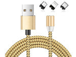 Magnetinis įkrovimo kabelys 3w1 micro typ-c usb lightning 1m, Auksinis, Szín, Aranysárga