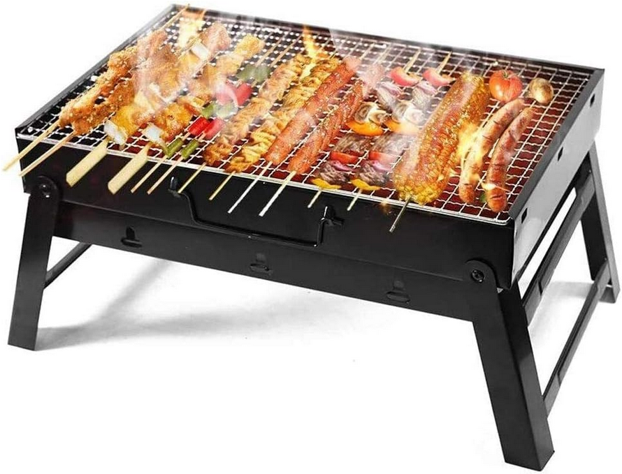 Kelioninis grilis nešiojamas sulankstomas dėklas, medžio anglių kempingas bbq
