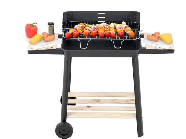 Sodo kepsninė didelė medžio anglių kepsninė reguliuojamos grotelės lentynos ratai nešiojami