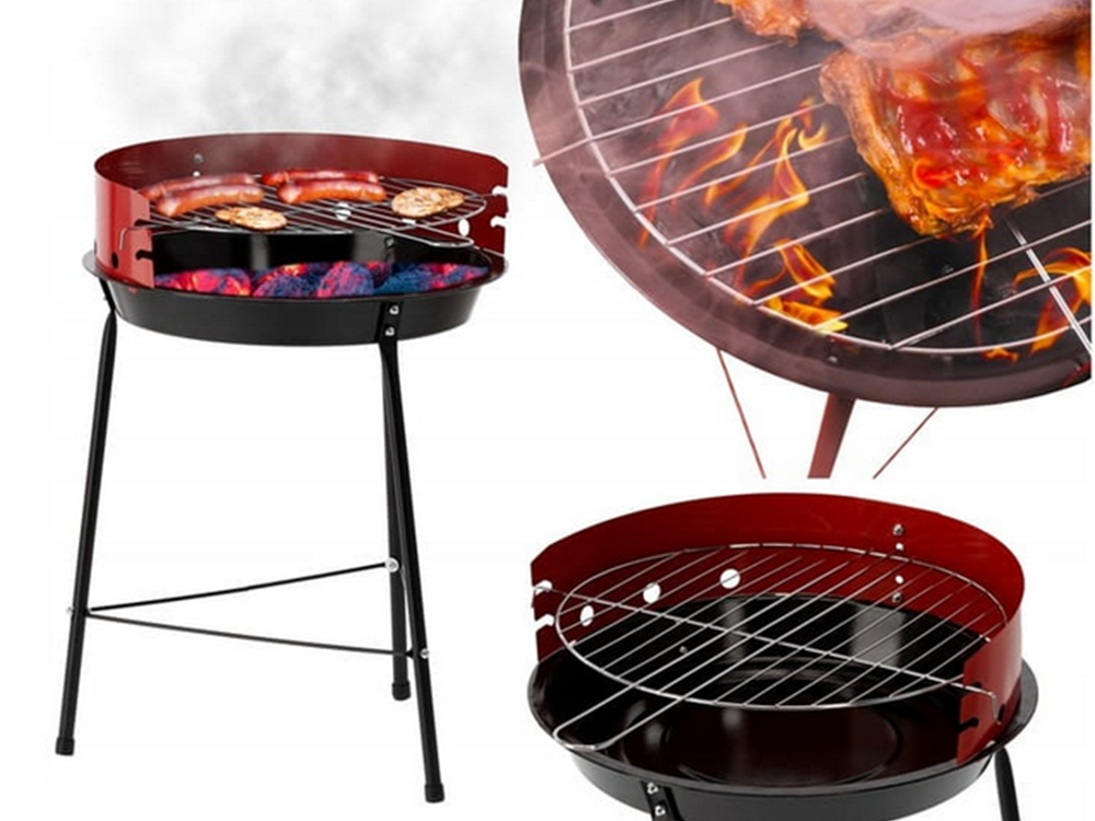 Medžio anglių briketų sodo apvalus nešiojamas turistinis kempingo grilis