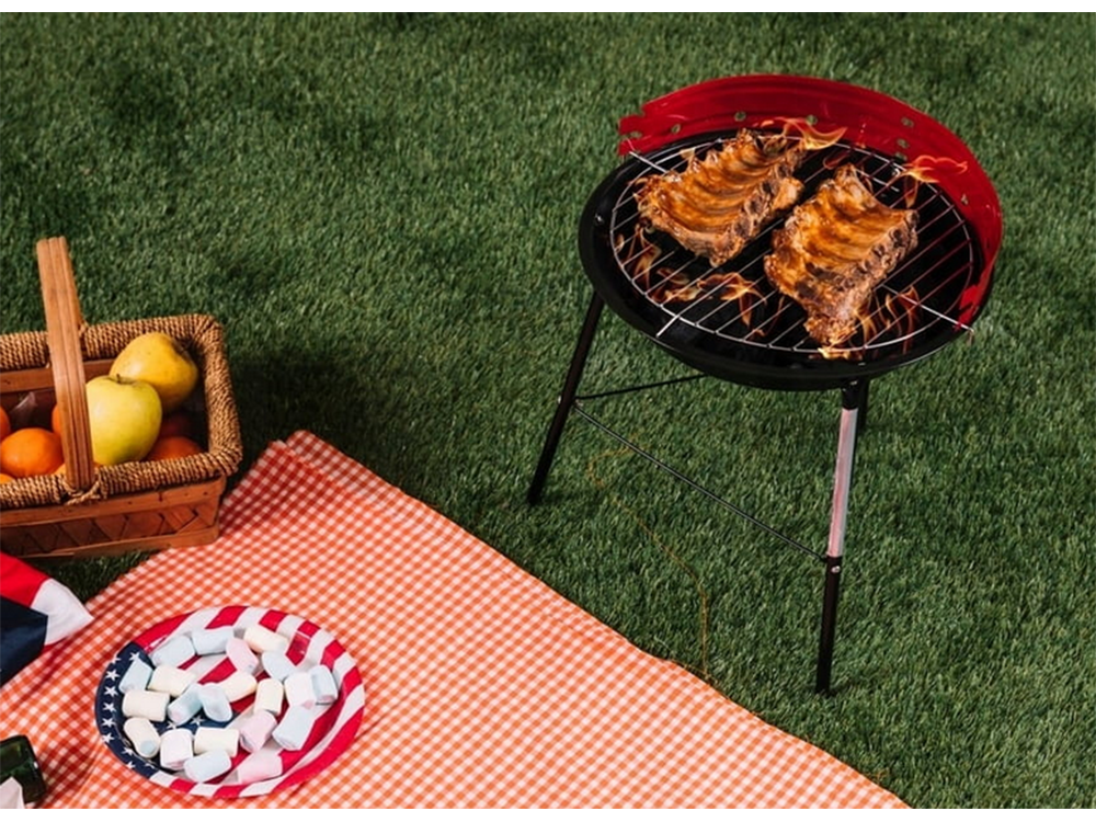 Medžio anglių briketų sodo apvalus nešiojamas turistinis kempingo grilis