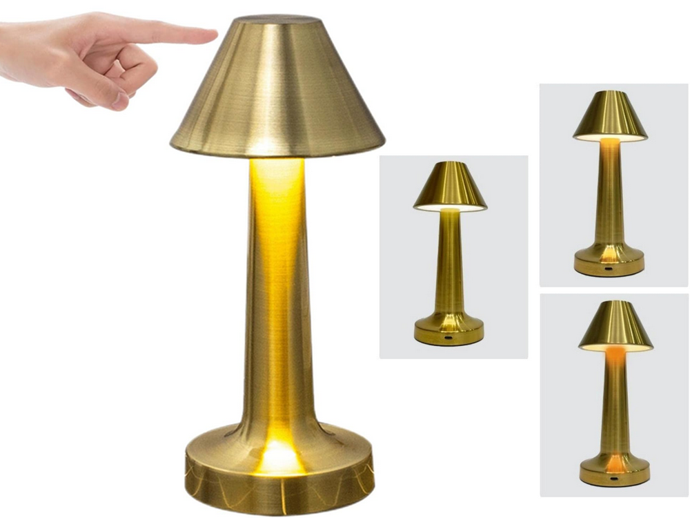 Miegamojo stalo naktinė lemputė lietimui jautri lempa 3 žingsnių belaidis, Auksinis, Szín, Aranysárga