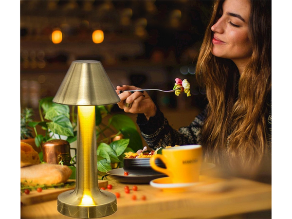 Miegamojo stalo naktinė lemputė lietimui jautri lempa 3 žingsnių belaidis, Auksinis, Szín, Aranysárga