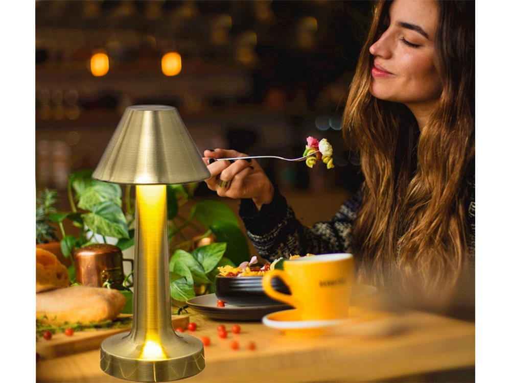 Miegamojo stalo naktinė lemputė lietimui jautri lempa 3 žingsnių belaidis, Auksinis, Szín, Aranysárga