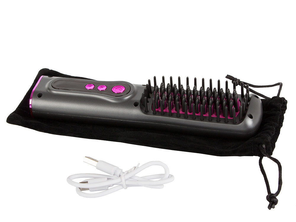 Plaukų tiesinimo šepetys 2in1 elektrinis belaidis, Pilka, Szín, Szürke