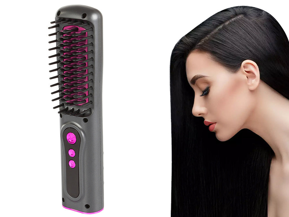 Plaukų tiesinimo šepetys 2in1 elektrinis belaidis, Pilka, Szín, Szürke