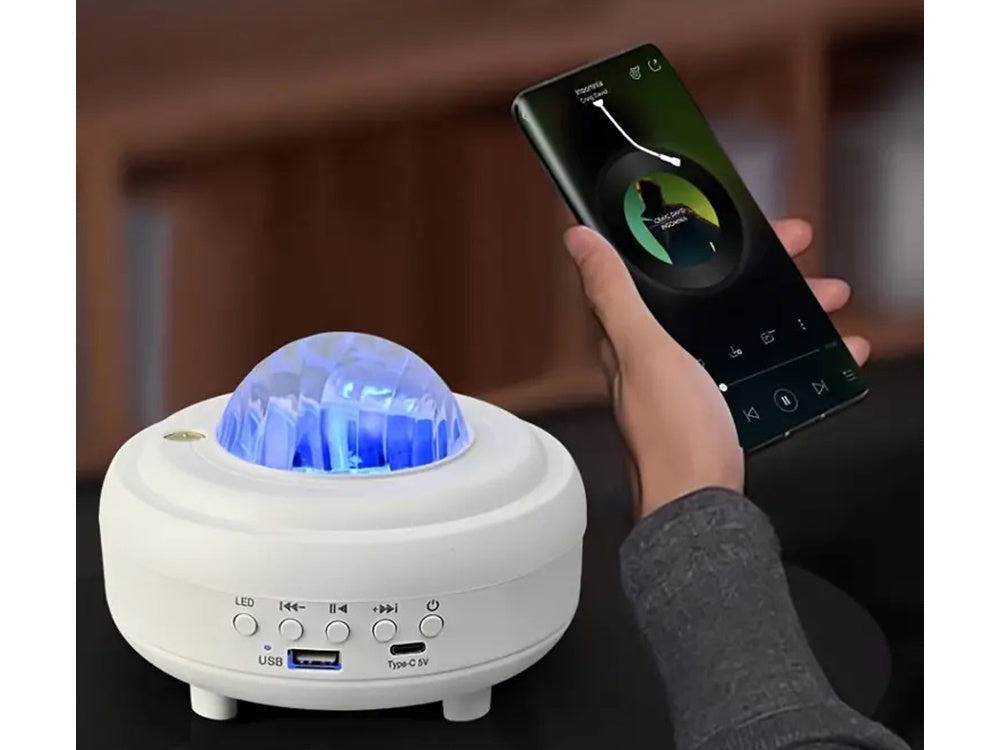 Vadovaujama naktinė šviesa žvaigždžių projektorius aurora dangaus projektorius "bluetooth" garsiakalbis