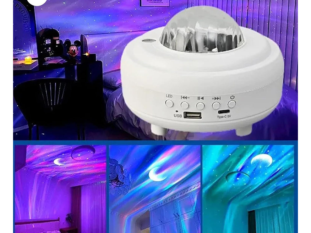 Vadovaujama naktinė šviesa žvaigždžių projektorius aurora dangaus projektorius "bluetooth" garsiakalbis