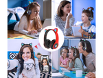 Belaidės ausinės "bluetooth" radijo fm mp3 katės ausys led apšvietimas, Raudona, Szín, Piros