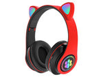 Belaidės ausinės "bluetooth" radijo fm mp3 katės ausys led apšvietimas, Raudona, Szín, Piros