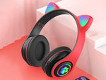 Belaidės ausinės "bluetooth" radijo fm mp3 katės ausys led apšvietimas, Raudona, Szín, Piros