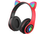Belaidės ausinės "bluetooth" radijo fm mp3 katės ausys led apšvietimas, Raudona, Szín, Piros