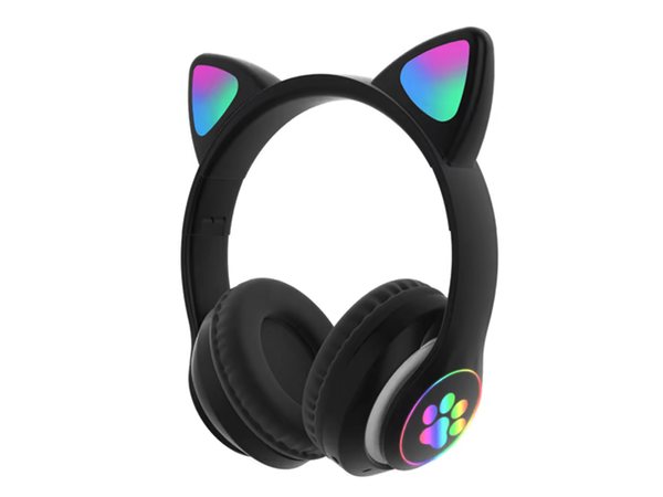 Belaidės ausinės "bluetooth" radijo fm mp3 katės ausys led apšvietimas, Juoda, Szín, Fekete