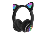 Belaidės ausinės "bluetooth" radijo fm mp3 katės ausys led apšvietimas, Juoda, Szín, Fekete