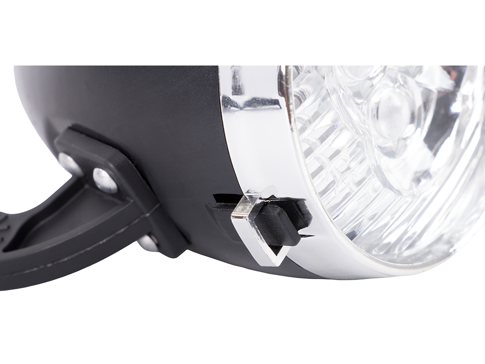 Priekinis dviračio žibintas 3 led baterijos retro chromas