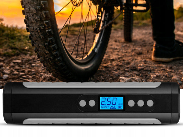 Akumuliatoriaus siurblys dviračio automobilio elektrinis kompresorius 10 barų lcd