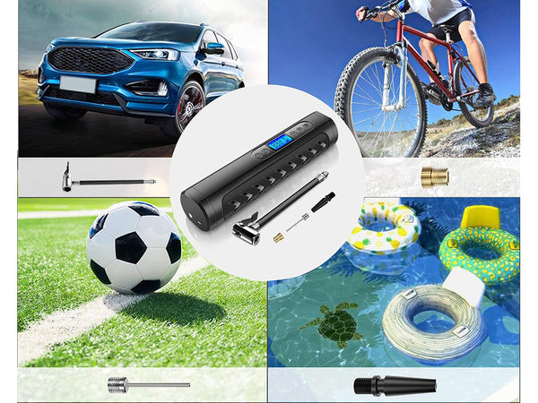 Akumuliatoriaus siurblys dviračio automobilio elektrinis kompresorius 10 barų lcd